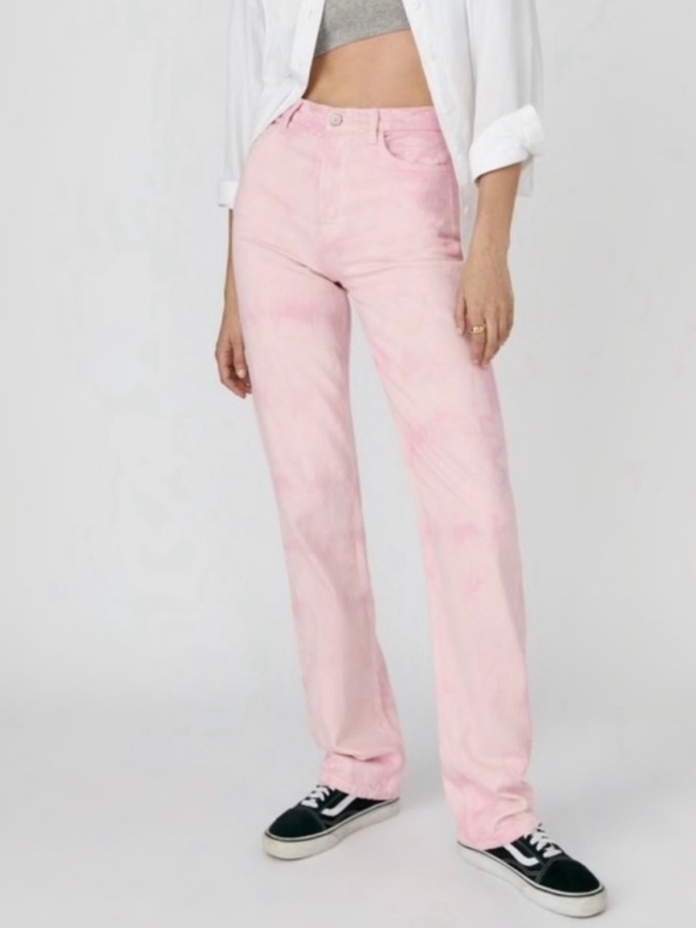 Reformation Cynthia Spiral High Rise Straight Pink Tie-Dye Jeans